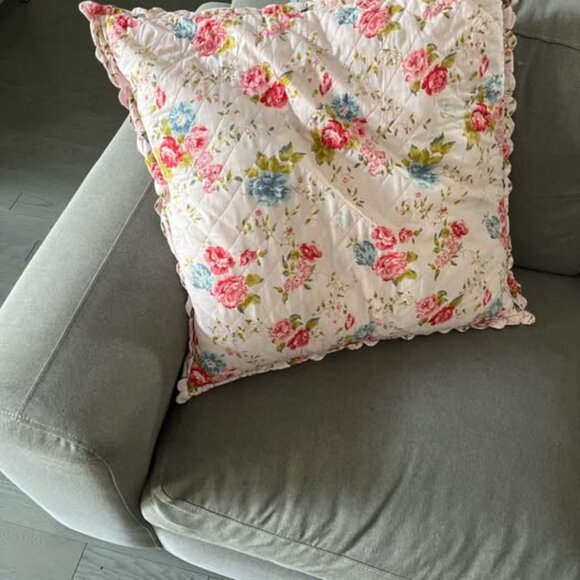 Large Toss Cushion 26"x26" Floral Stripes Countrycore Bedroom Living Room - Picture 1 of 8